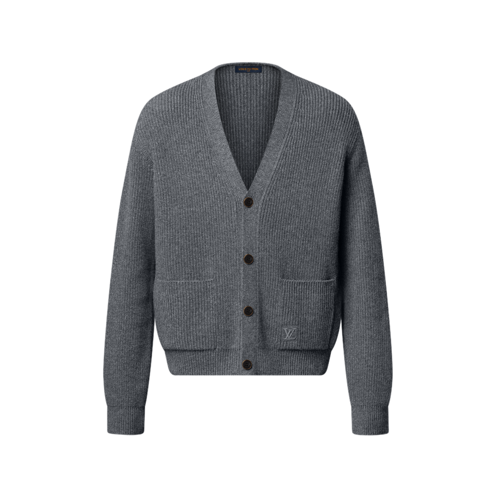 ルイヴィトン（LOUIS VUITTON） カシミヤ×シルク カーディガン　薄手 Embroidered Signature Cashmere Cardigan - Luxury Grey | LOUIS VUITTON